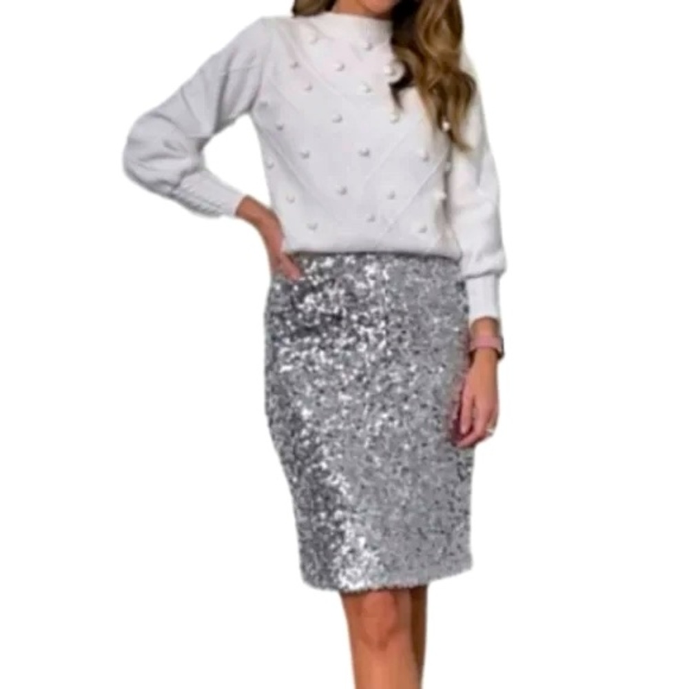 Calvin Klein Vintage Silver Sequin Skirt